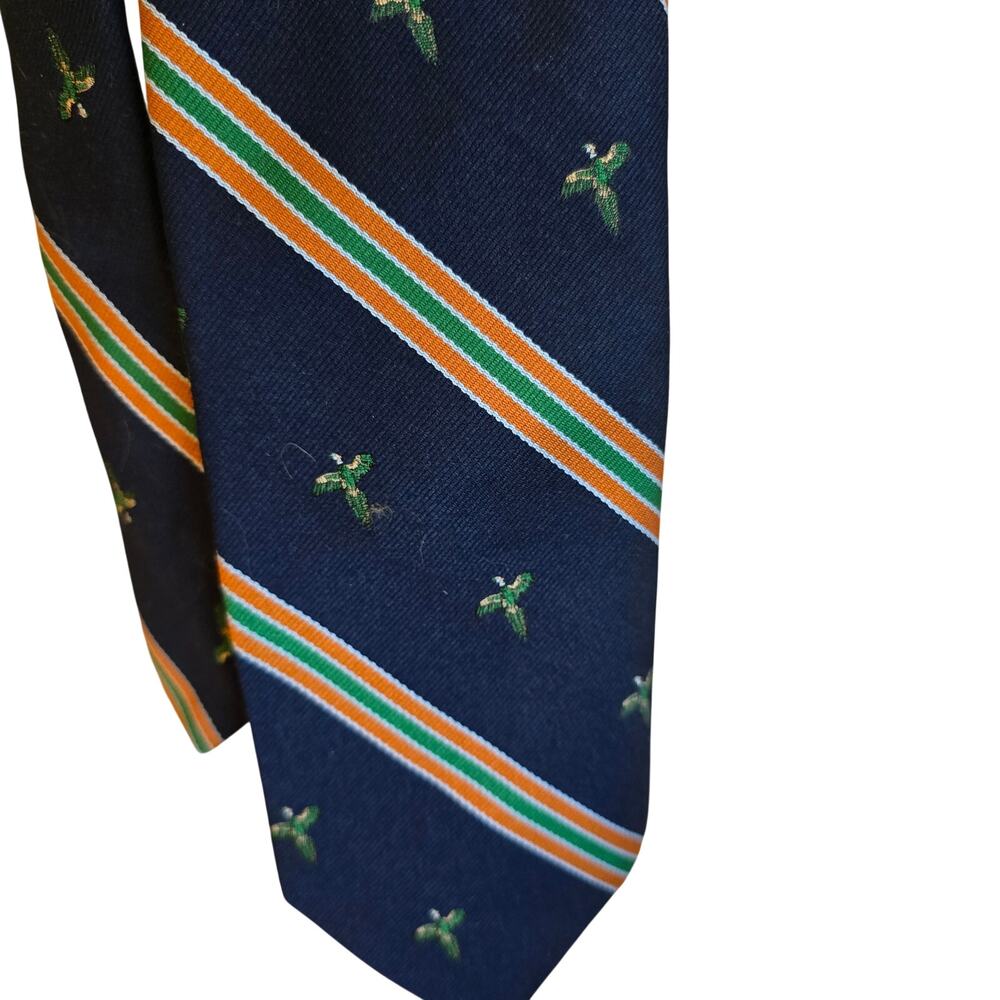 Ferrell Reed stripe and parrot silk blend tie
